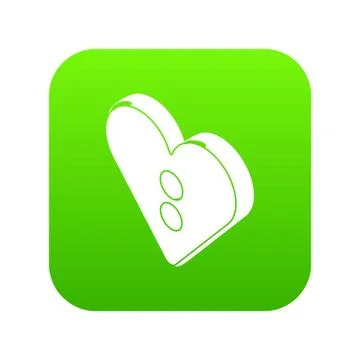 Heart clothes button icon green vector 스톡 일러스트