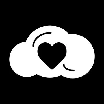 Heart in cloud line icon, solid vector sign, linear style pictogram isolated on Illustrazione stock