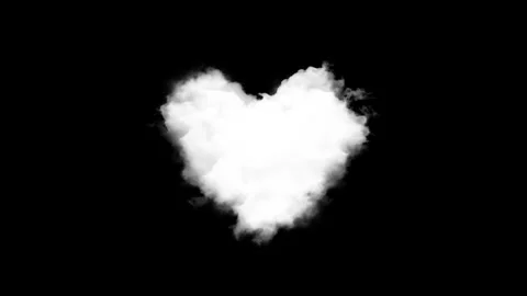 Heart Cloud loop fast billowing cloud isolated on black background alpha Stock Footage 246457228