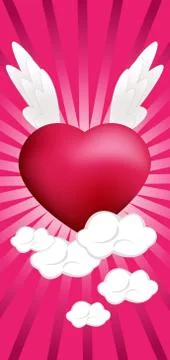 Heart on the clouds Stock Illustration