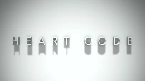 Heart code 3D title animation with shadows on a white background Stock Footage 297800399