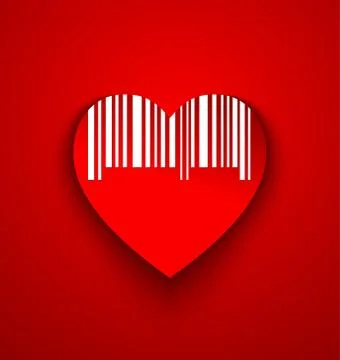 Heart with code bar 스톡 일러스트