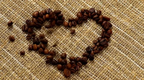 Heart From Coffee Beans Stock Footage 44890891