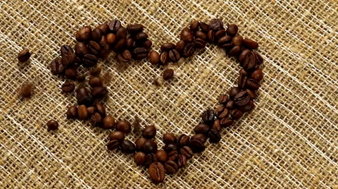 Heart From Coffee Beans Stock Footage 45853094