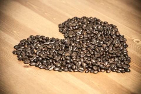 Heart of coffee beans Stock Photos