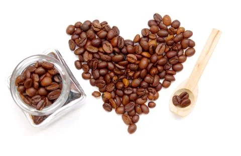 Heart of coffee beans Stock Photos