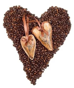 Heart of coffee beans Stock Photos