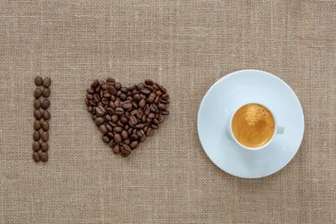 Heart of coffee beans Stock Photos