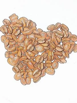 Heart of coffee beans romantic composition Stock Photos