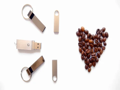 Heart from coffee beans on white background Stock Footage 73854281