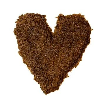 Heart of coffee grounds Stock Photos
