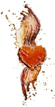 Heart from cola splash with bubbles isolated on white 스톡 일러스트