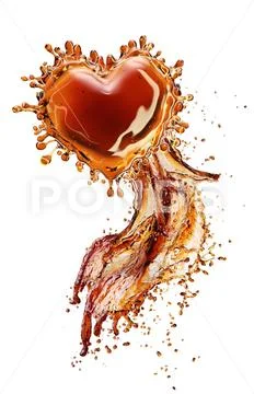 Heart from cola splash with bubbles isolated on white Stock Illustration