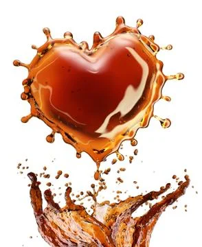 Heart from cola splash with bubbles isolated on white Stock Illustration