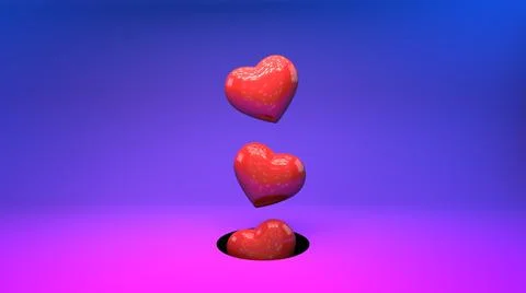 Heart on a colored background. 3d heart on a red and blue stylish background  Stock Illustration
