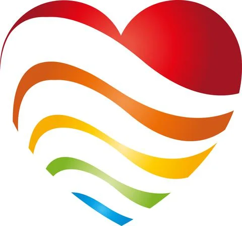 Heart, Colored, Waves, Painter, Logo Stock Illustration