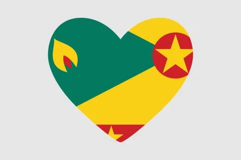Heart of the colors of the flag of Grenada, vector. Stock Illustration