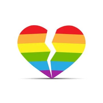 Heart in the colors of LGBT is split into two halves 스톡 일러스트