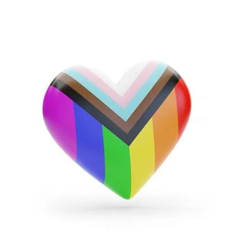 Heart with the colors of the Progress pride flag isolated on white backgrou.. Stock Illustration