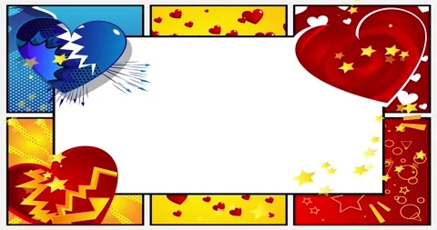 Heart Comic Book Page with Blank Banner Stock Footage 166716373
