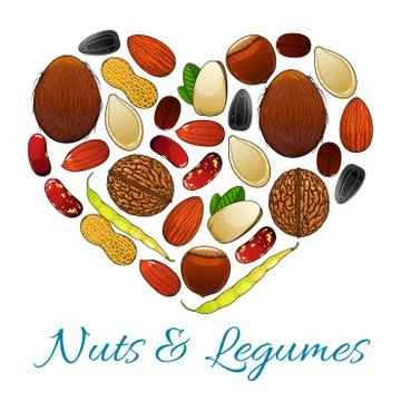 Heart composed of nut, bean, legume and seed Stock-Illustration