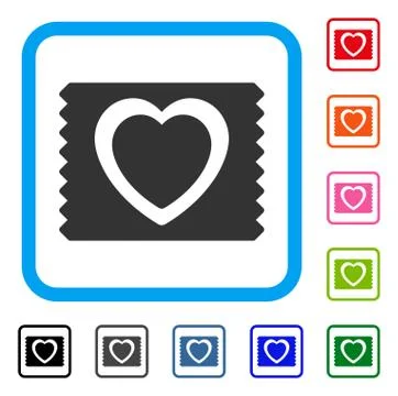 Heart Condom Pack Framed Icon Stock-Illustration