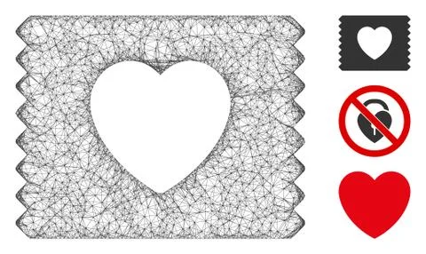 Heart Condom Pack Polygonal Web Vector Mesh Illustration Stock-Illustration