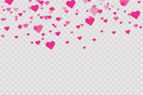 Heart confetti falling down isolated. Valentines day concept. Heart shapes Stock Illustration