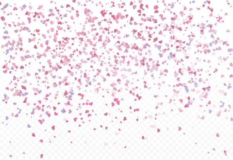 Heart confetti falling on transparent background. Valentines day card template Stock Illustration