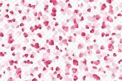 Heart Confetti Falling on Transparent Background. Flower Petal in