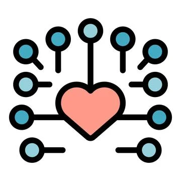 Heart connecting with multiple nodes forming a network Stock Illustration