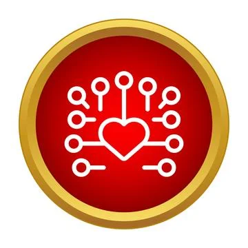 Heart connecting network icon in red button イラスト素材