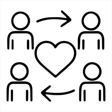 Heart Connection Between People Concept Represented with Arrows Icon Stock Illustration
