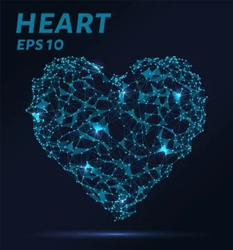 The heart consists of points, lines and triangles. The polygon shape in the.. Stock Illustration