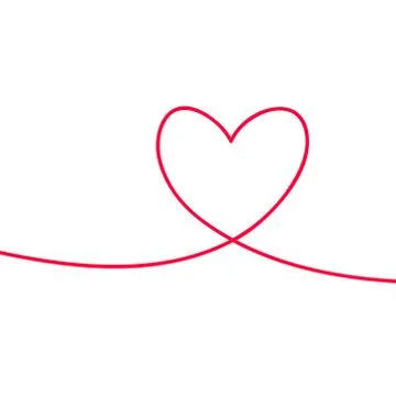 Heart in continuous drawing lines. Continuous black line. The work of flat Stock Illustration