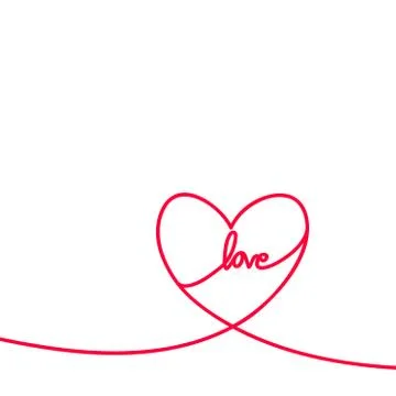Heart in continuous drawing lines. Continuous black line. The work of flat Stock Illustration