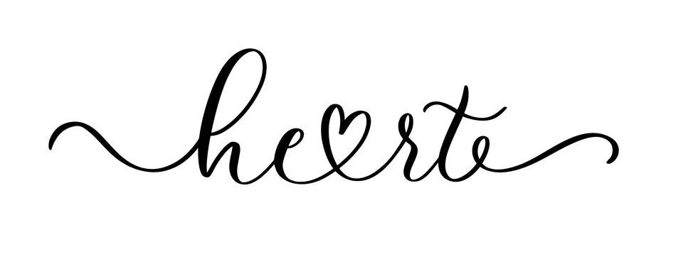 Heart. Continuous line script cursive calligraphy text inscription for poster Stock Illustration