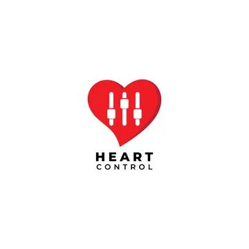 Heart Control logo design template Isolated on white background. Heart, lov.. 库存插图