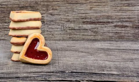 Heart cookies on rustic table Stock Photos
