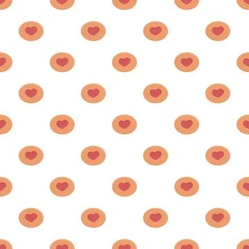 Heart cookies seamless pattern with sweet love Stock Illustration