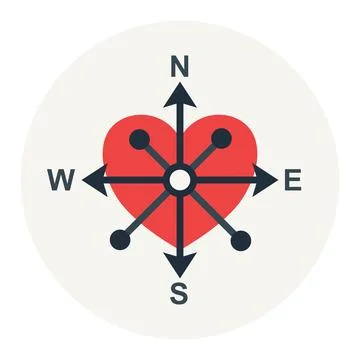 Heart Core Directions Compass Stock Illustration