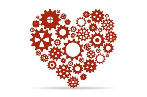 Heart created with gears Ilustración de archivo