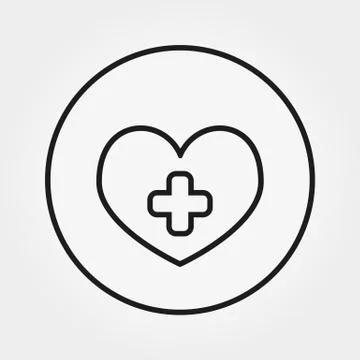 Heart with cross. Icon. Vector. Editable Thin line. Stock Illustration