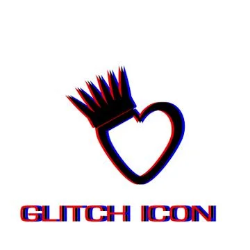 Heart crown icon flat. Stock Illustration