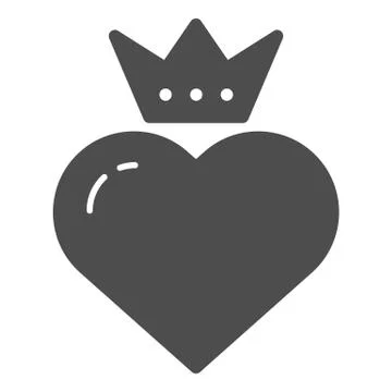 Heart with crown solid icon. Valentines heart vector illustration isolated on Stock Illustration