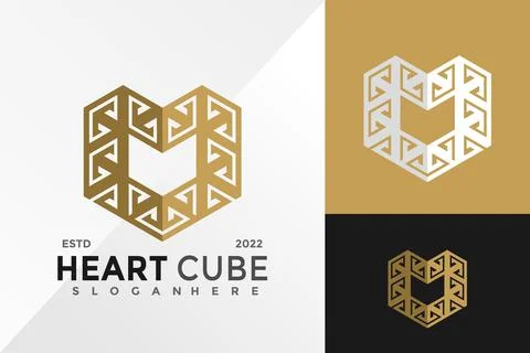Heart Cube Logo Design Vector illustration template Stockillustratie