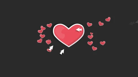 Like Heart Cursor Click.4K Motion Graphics. Transparent Background. Stock Footage 89873409