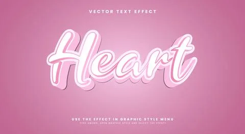 Heart cute pink editable text effect Template Stock Illustration