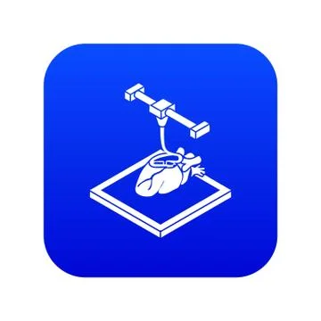 Heart d printing icon blue vector Stock Illustration