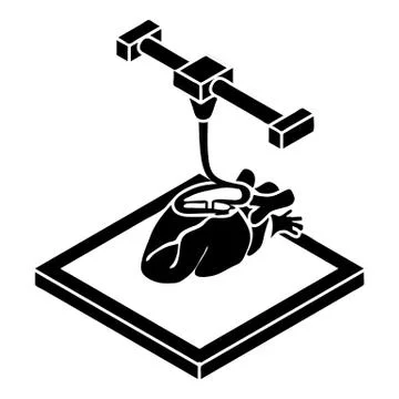 Heart d printing icon, simple style Stock Illustration